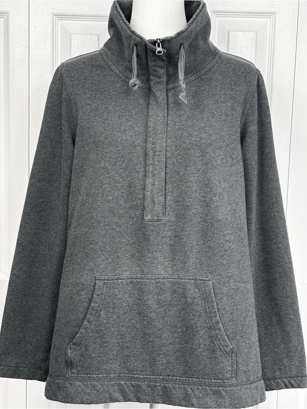 Eddie Bauer Heather Gray Drawstring Collared 1/2 Zip Pullover Sweatshirt XL